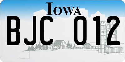 IA license plate BJC012