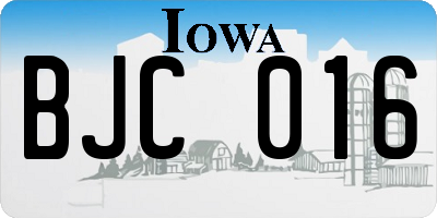 IA license plate BJC016