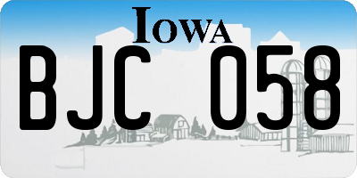 IA license plate BJC058