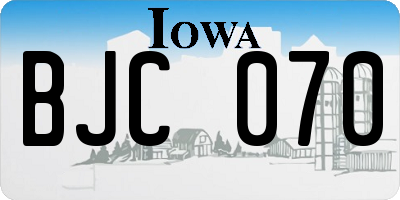 IA license plate BJC070