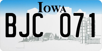 IA license plate BJC071