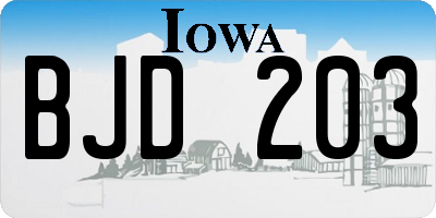 IA license plate BJD203