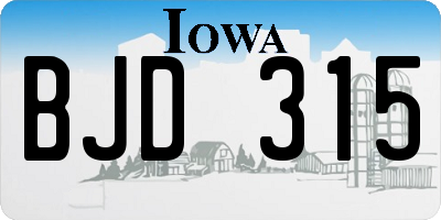 IA license plate BJD315