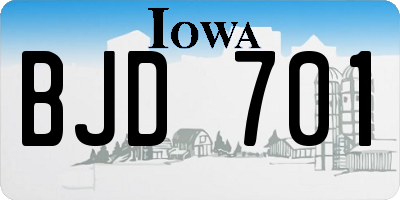 IA license plate BJD701