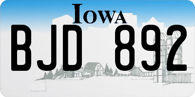 IA license plate BJD892