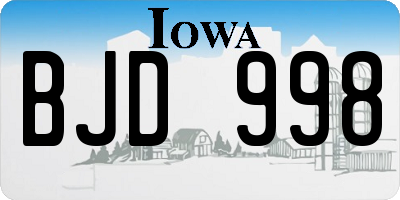IA license plate BJD998