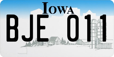 IA license plate BJE011