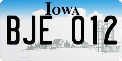 IA license plate BJE012
