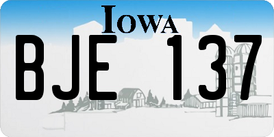 IA license plate BJE137