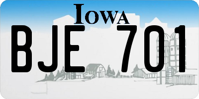 IA license plate BJE701