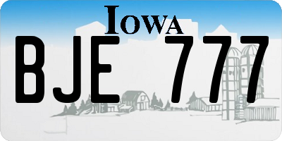 IA license plate BJE777