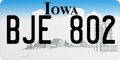 IA license plate BJE802