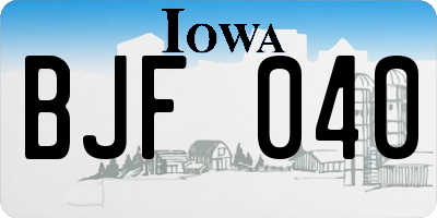 IA license plate BJF040