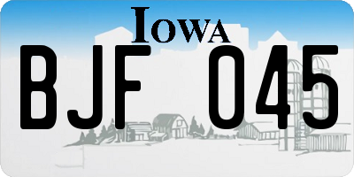 IA license plate BJF045