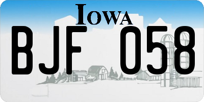 IA license plate BJF058