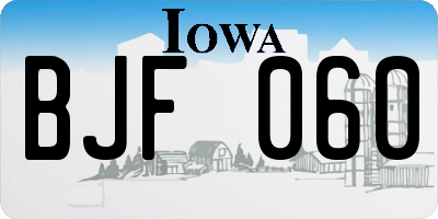 IA license plate BJF060