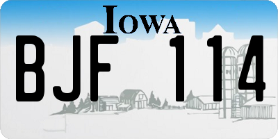 IA license plate BJF114