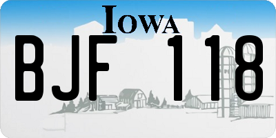 IA license plate BJF118