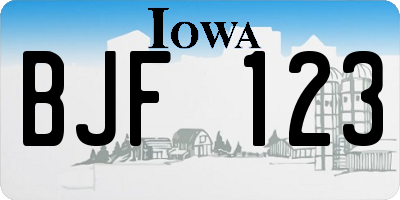 IA license plate BJF123
