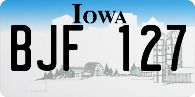 IA license plate BJF127