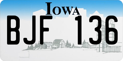 IA license plate BJF136