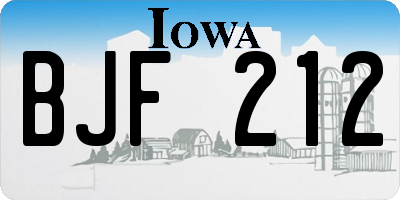 IA license plate BJF212
