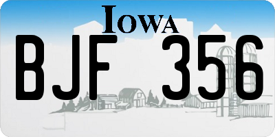 IA license plate BJF356