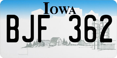 IA license plate BJF362