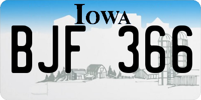 IA license plate BJF366