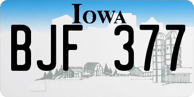 IA license plate BJF377