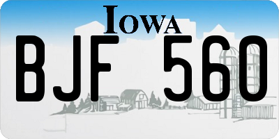 IA license plate BJF560