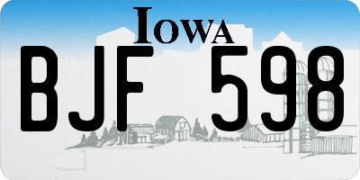 IA license plate BJF598