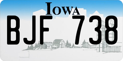 IA license plate BJF738
