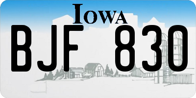 IA license plate BJF830
