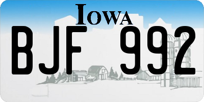 IA license plate BJF992