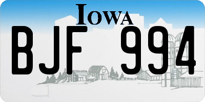 IA license plate BJF994