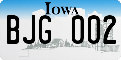 IA license plate BJG002