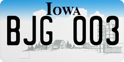 IA license plate BJG003
