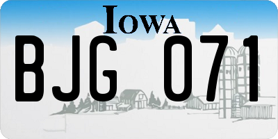 IA license plate BJG071