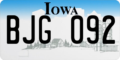 IA license plate BJG092