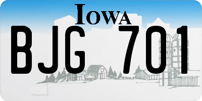 IA license plate BJG701