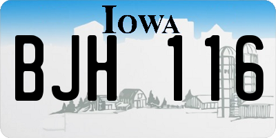 IA license plate BJH116