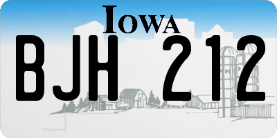 IA license plate BJH212