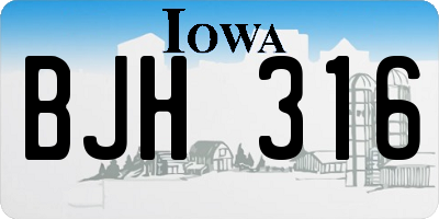 IA license plate BJH316