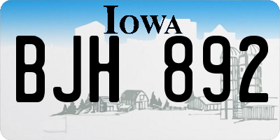 IA license plate BJH892
