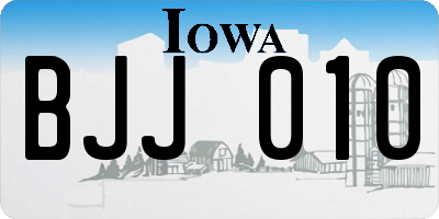 IA license plate BJJ010