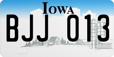 IA license plate BJJ013