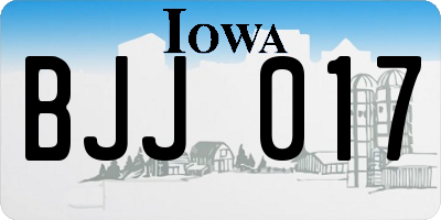 IA license plate BJJ017