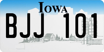IA license plate BJJ101