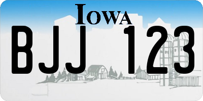 IA license plate BJJ123